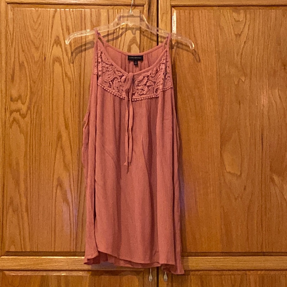 Sz 26 pink bohemian crochet top gauze sleeveless tank top NWT Lane Bryant